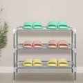 Simple Assembly 3 Tiers Non-woven Fabric Shoe Rack Gray