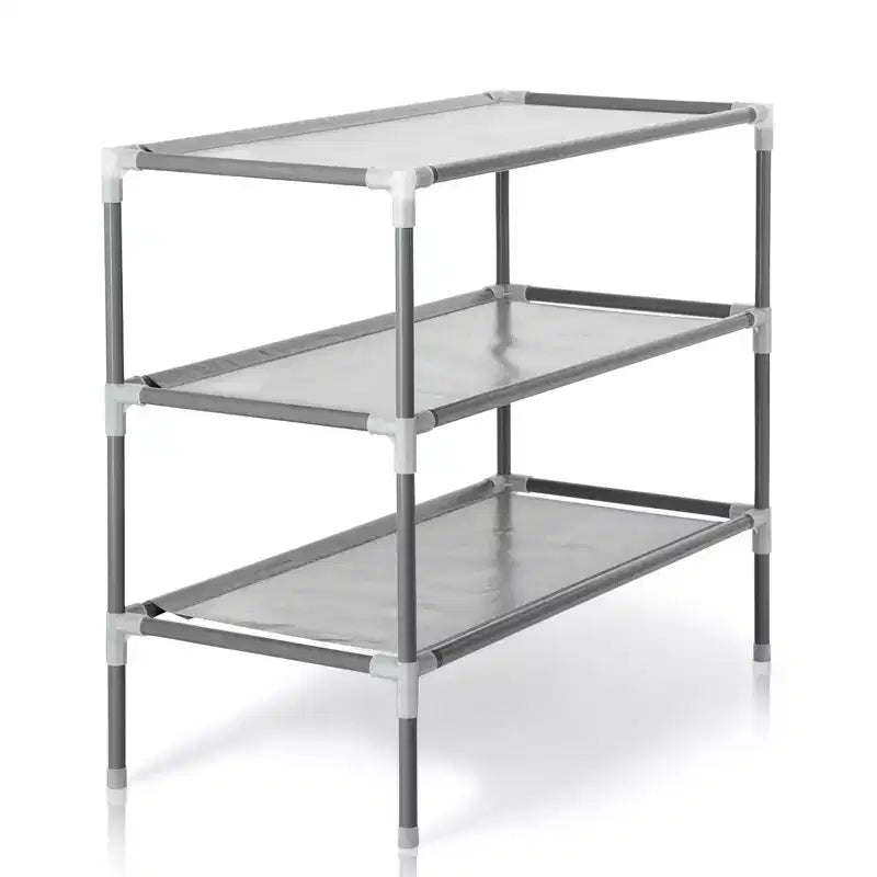 Étagère à chaussures simple à 3 niveaux en tissu non tissé gris