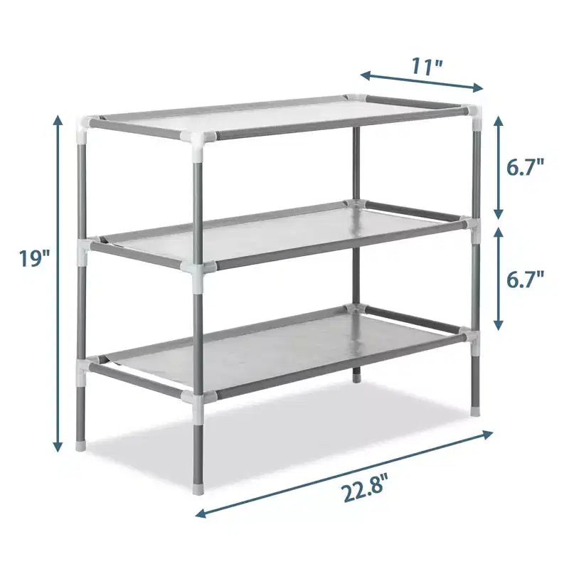 Étagère à chaussures simple à 3 niveaux en tissu non tissé gris