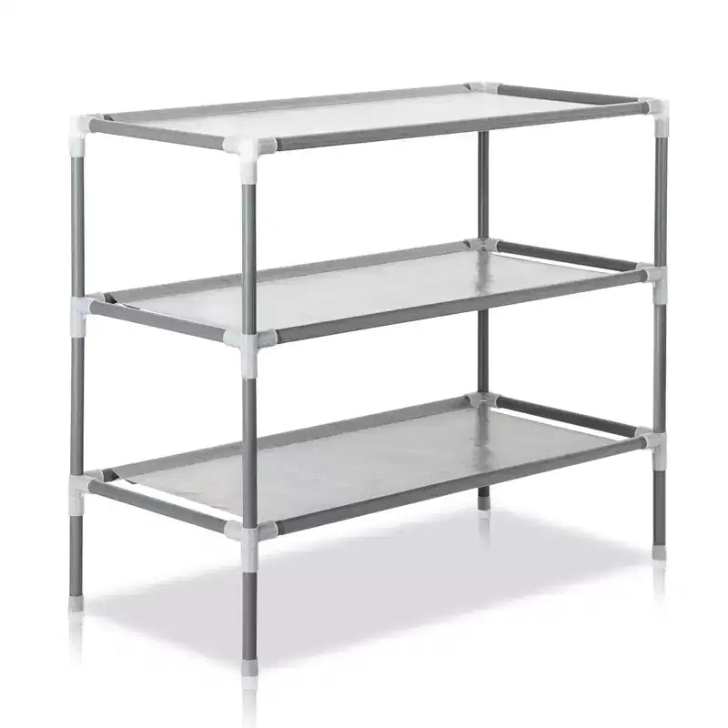 Étagère à chaussures simple à 3 niveaux en tissu non tissé gris