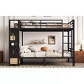 Bellemave Bunk Bed with Storage Shelves and Drawers, Metal Bunk Beds with Pegboard,Noise Free for Kids,Teens and Adults