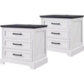 BALHAM TRADE-Nightstands Set of 2 with Charging Station 3 Large Drawers for Bedroom Living