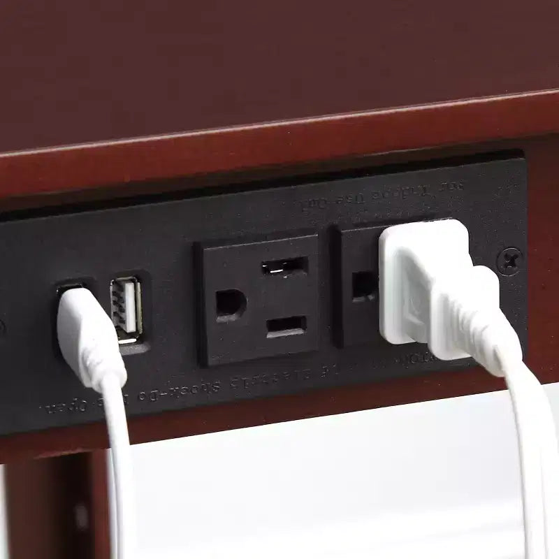 Table d'appoint étroite Lakeside Collection avec station de charge - Ports USB et prises de courant -