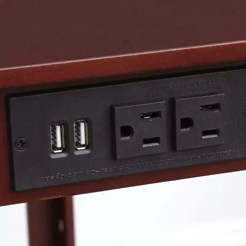 Table d'appoint étroite Lakeside Collection avec station de charge - Ports USB et prises de courant -