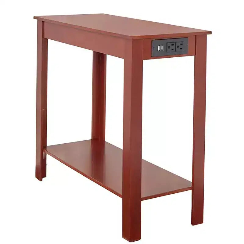 Table d'appoint étroite Lakeside Collection avec station de charge - Ports USB et prises de courant -
