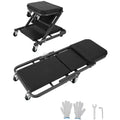2-in-1 Folding Z-Style Mechanic Creeper Seat, 36 Rolling Garage Chair with Swivel Wheels, Heavy Duty Shop Creeper for Auto Repair
