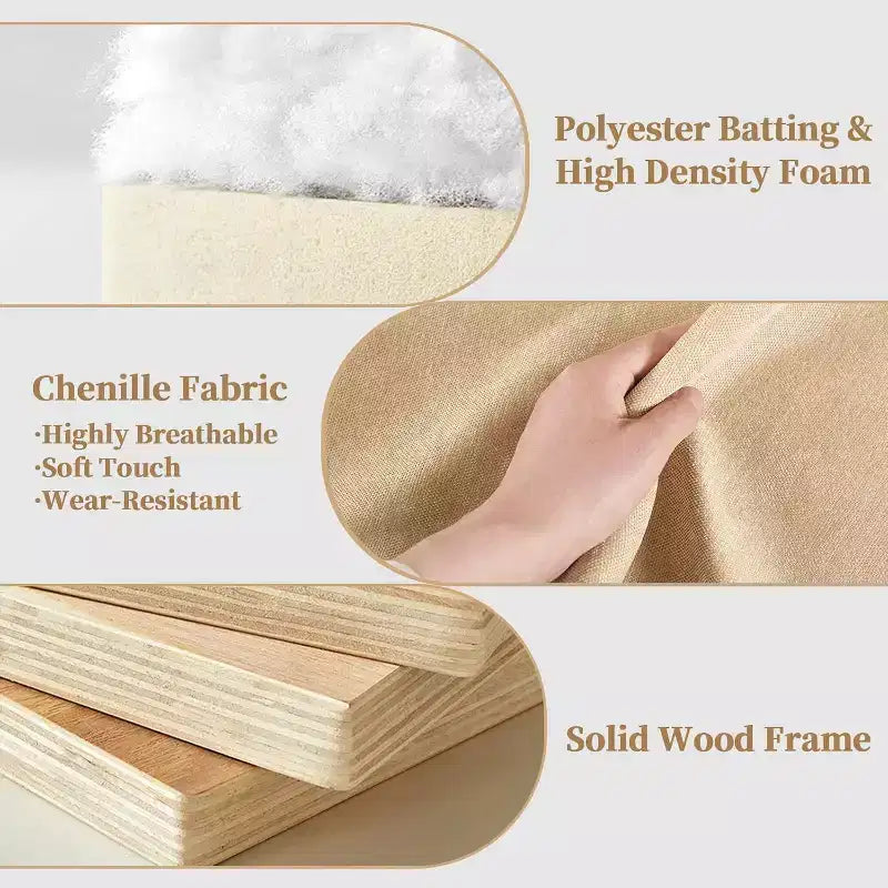 MooxvMoo Canapé d'angle en forme de U de 370 cm avec rangement, canapés en chenille pour salon, canapé modulable avec tiroir coulissant, oreillers décoratifs et pouf de rangement, couleur Blé
