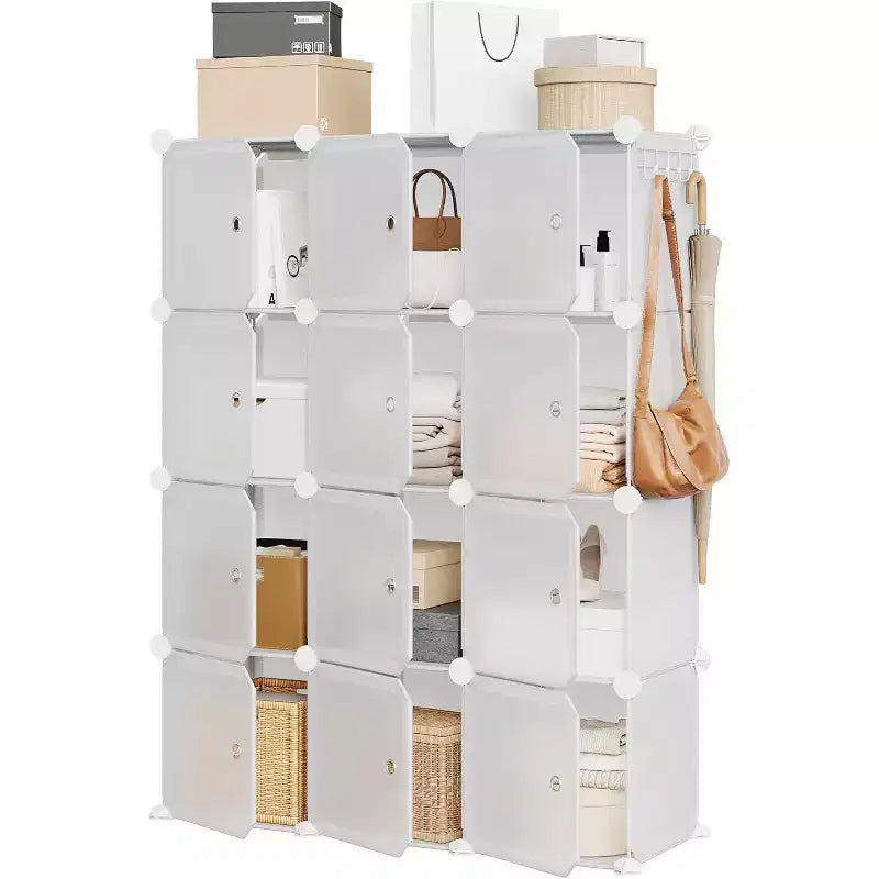 12-Cube PVC Storage Organizer, Multifunctional Cabinet with Stackable Design for Home Office, Blue