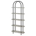 Black & Graphite Gray 71 Arched Bookshelf Set of 2 C 5-Tier Metal Frame Bookcase for Living Room/Bedroom/Office