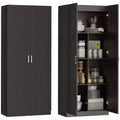 HOMCOM 71 Tall Kitchen Pantry Cabinet with Soft-Close Hinges, Farmhouse Freestanding Pantry Storage Cabinet with Adjustable Shelves