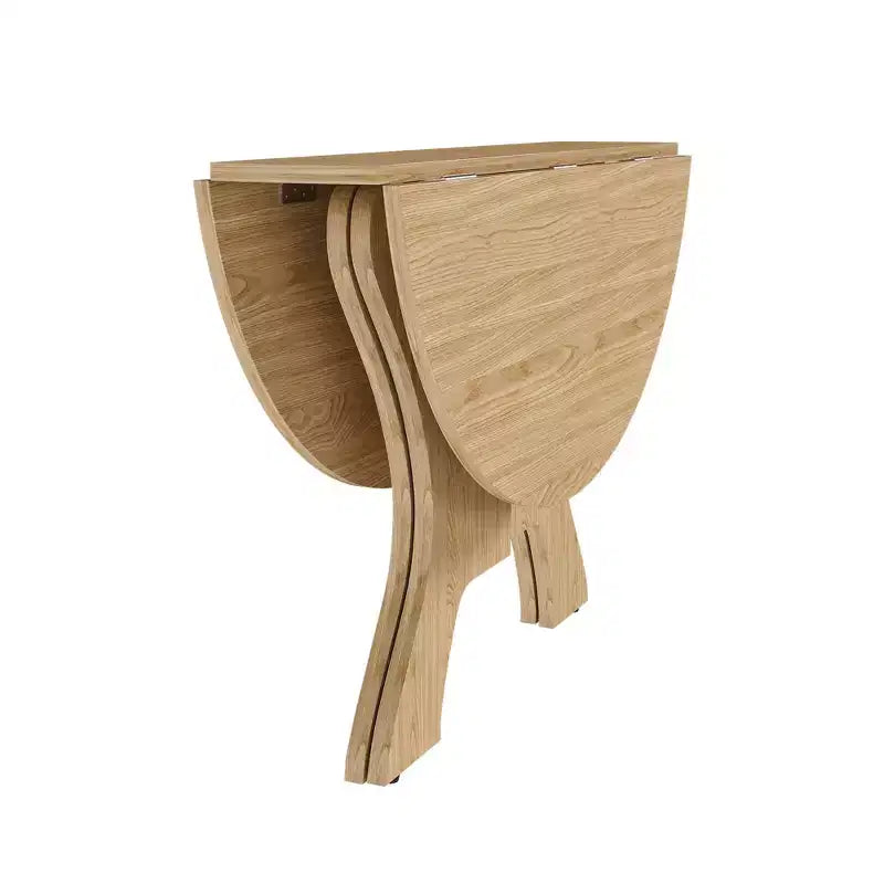 Table de salle à manger ronde pliable MAYEERTY, table de cuisine en MDF peu encombrante avec placage chêne sauvage, table polyvalente intérieure-extérieure