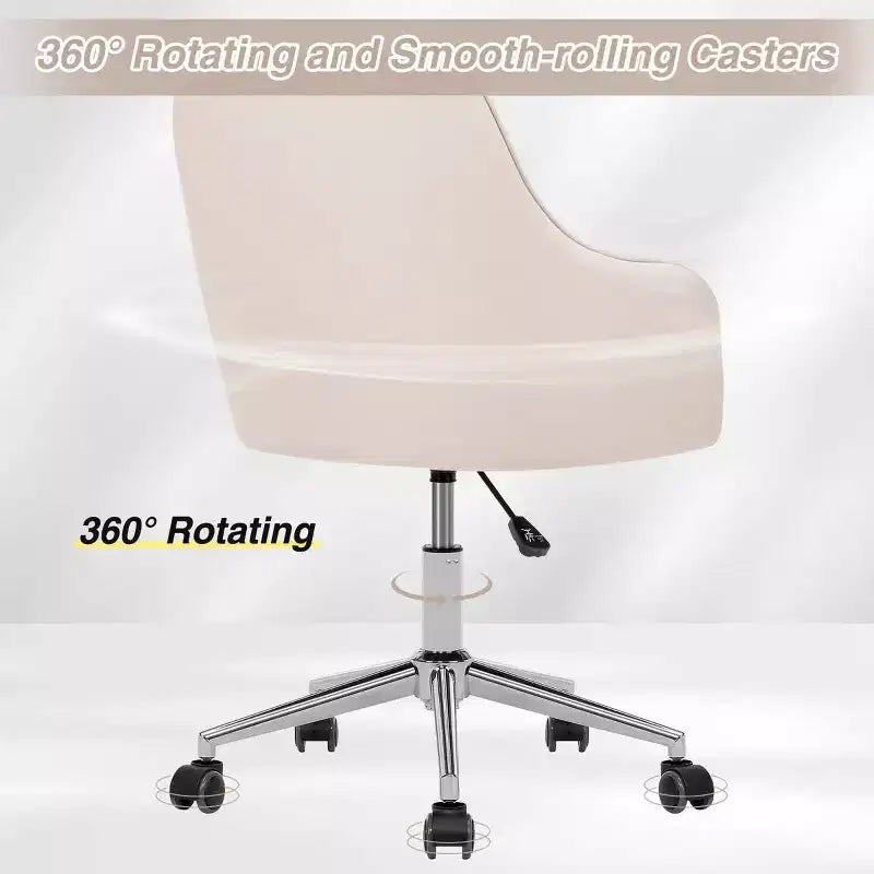 Chaise de bureau HOFFREE en velours avec pivot, hauteur réglable et roulettes fluides - Élégante et confortable pour le bureau à domicile, la coiffeuse et les dortoirs