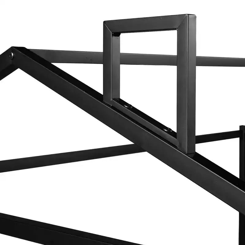 Lit en métal en forme de maison Luxystar, Grand Lit (Queen Size), Noir