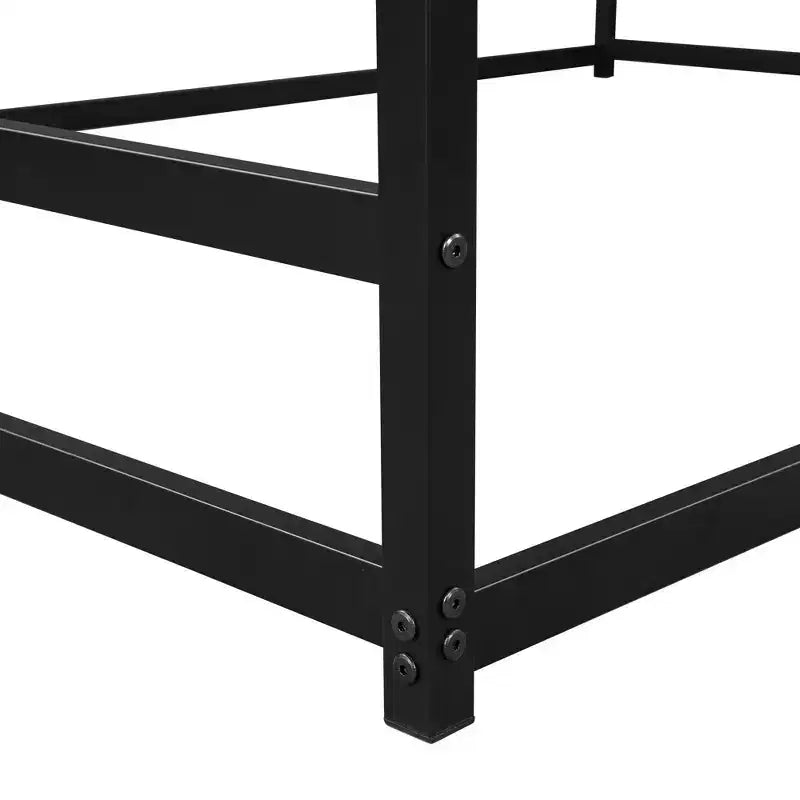 Lit en métal en forme de maison Luxystar, Grand Lit (Queen Size), Noir