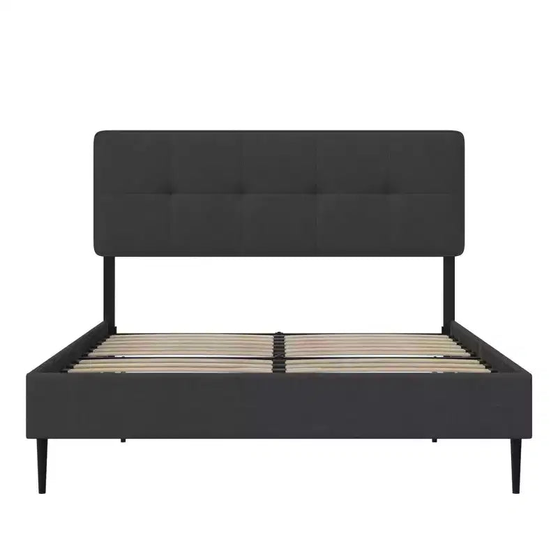 Lit plateforme capitonné en lin avec tête de lit réglable GDFStudio Ashford