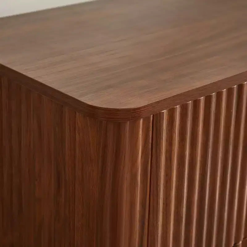 JVNOXK Commode moderne 6 tiroirs 55 pouces, design à vagues incurvées, pour chambre ou salon, meuble de rangement en bois, Noyer