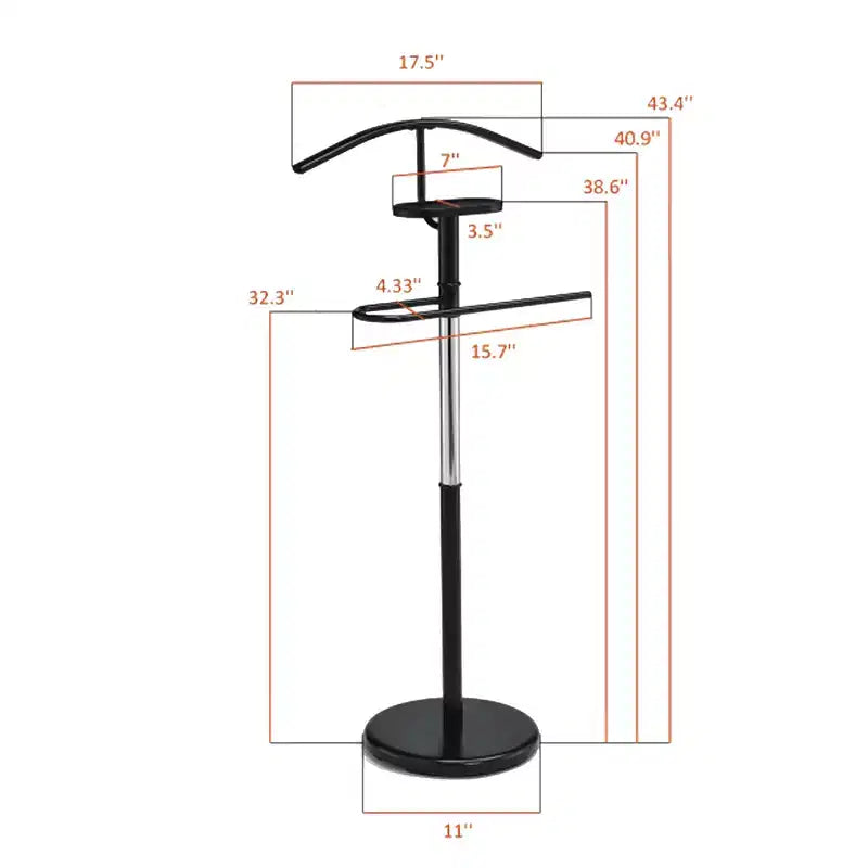 Kings Brand Furniture Portant de Nuit Noir et Or/Chrome Métal Organisateur de Vêtements Contemporain avec Plateau pour Chambre Rangement de Placard Intérieur