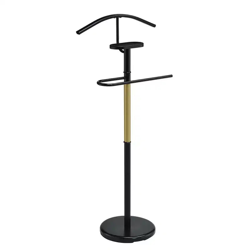 Kings Brand Furniture Portant de Nuit Noir et Or/Chrome Métal Organisateur de Vêtements Contemporain avec Plateau pour Chambre Rangement de Placard Intérieur