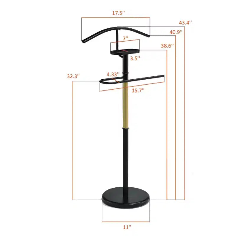 Kings Brand Furniture Portant de Nuit Noir et Or/Chrome Métal Organisateur de Vêtements Contemporain avec Plateau pour Chambre Rangement de Placard Intérieur