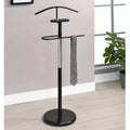 Kings Brand Furniture Valet Stand Black and Gold/Chrome Metal Contemporary Clothing Organizer with Tray for Bedroom Closet Storage Rack Indoor