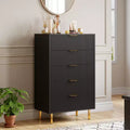 5-Drawer Dresser, 48 Tall Modern Wood Storage Organizer for Bedroom, Black