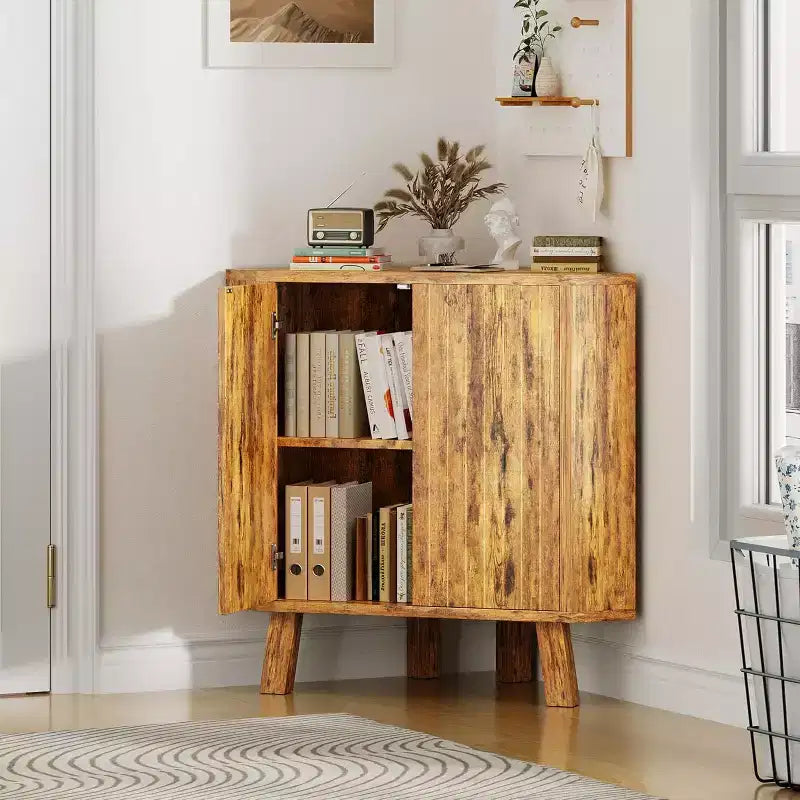 Meuble d'angle d'affichage de 31,5 avec étagère réglable - Unité de rangement triangulaire pour salle de bain, salon, couloir