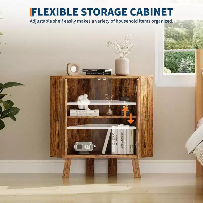 Meuble d'angle d'affichage de 31,5 avec étagère réglable - Unité de rangement triangulaire pour salle de bain, salon, couloir