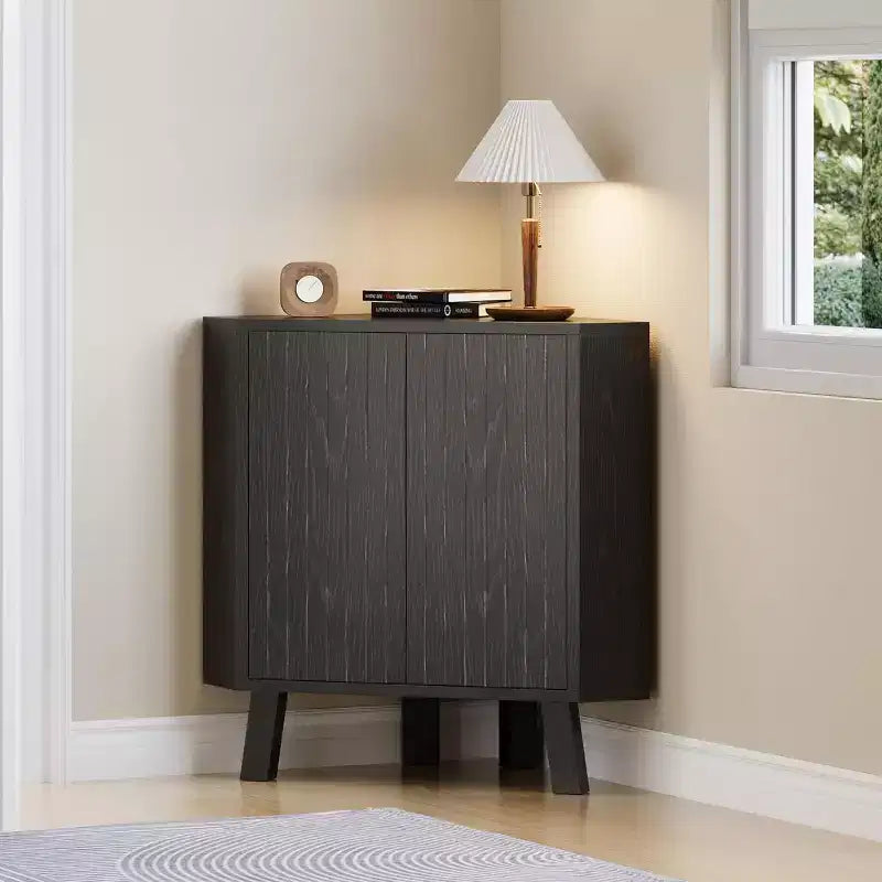 Meuble d'angle d'affichage de 31,5 avec étagère réglable - Unité de rangement triangulaire pour salle de bain, salon, couloir