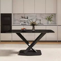 GDFStudio Basia Modern Artificial Stone Curved Rectangle Dining Table