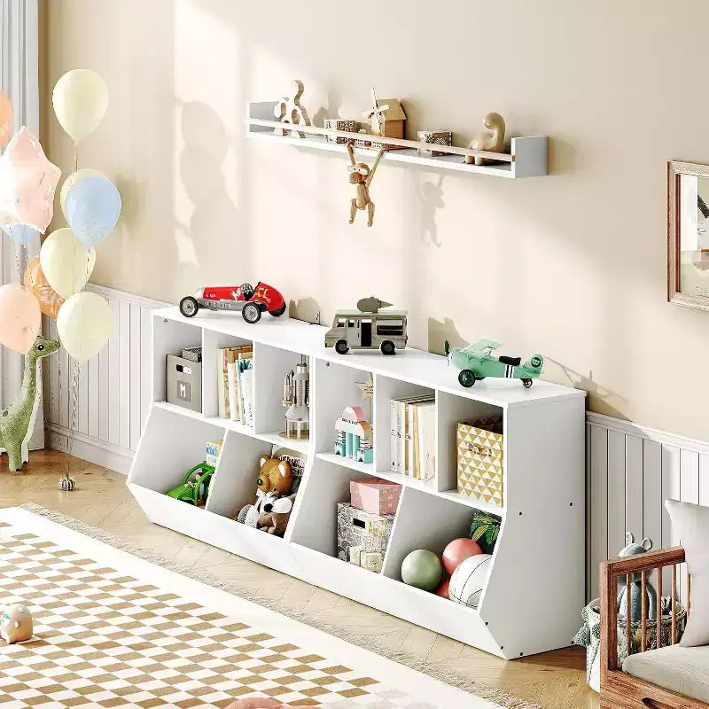 ACOINEL 35.4 Bibliothèque pour enfants avec pied de lit - Rangement de jouets, étagère à jouets pour enfants et meuble de rangement à 5 casiers