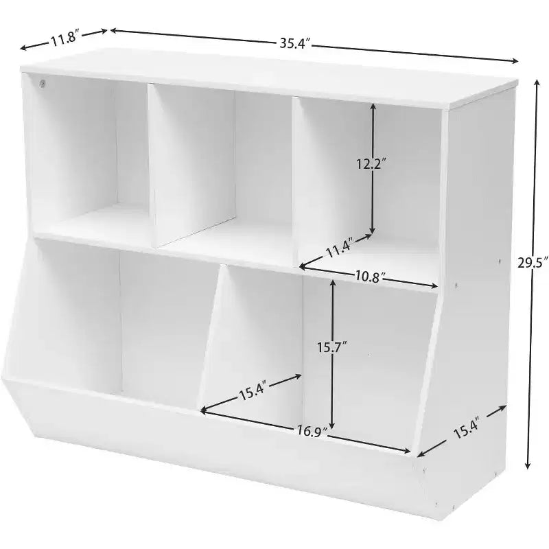 ACOINEL 35.4 Bibliothèque pour enfants avec pied de lit - Rangement de jouets, étagère à jouets pour enfants et meuble de rangement à 5 casiers