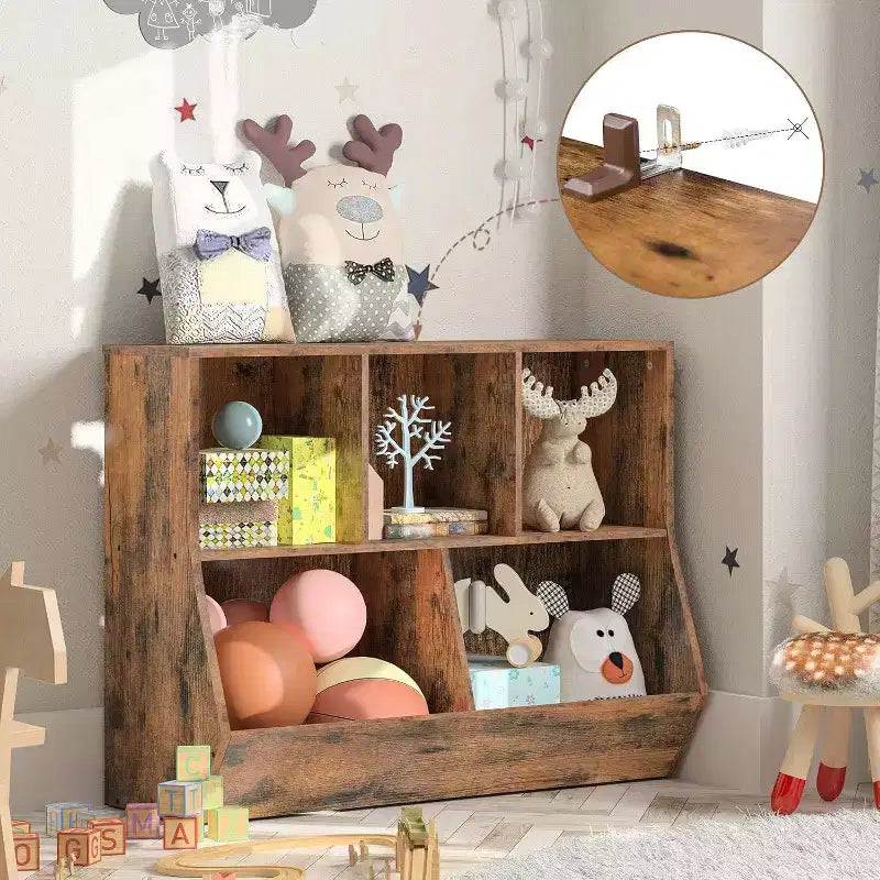 ACOINEL 35.4 Bibliothèque pour enfants avec pied de lit - Rangement de jouets, étagère à jouets pour enfants et meuble de rangement à 5 casiers