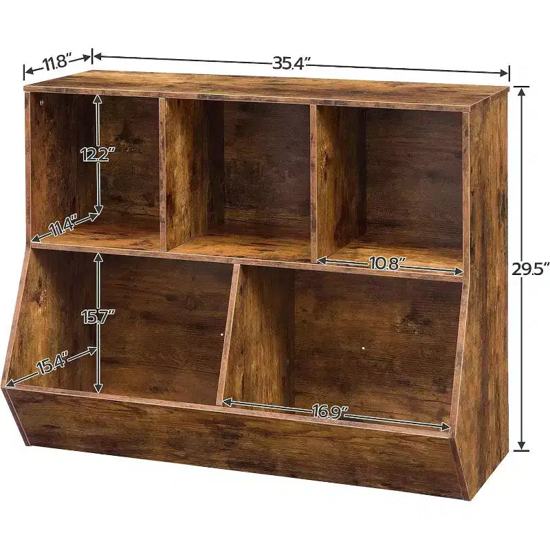 ACOINEL 35.4 Bibliothèque pour enfants avec pied de lit - Rangement de jouets, étagère à jouets pour enfants et meuble de rangement à 5 casiers