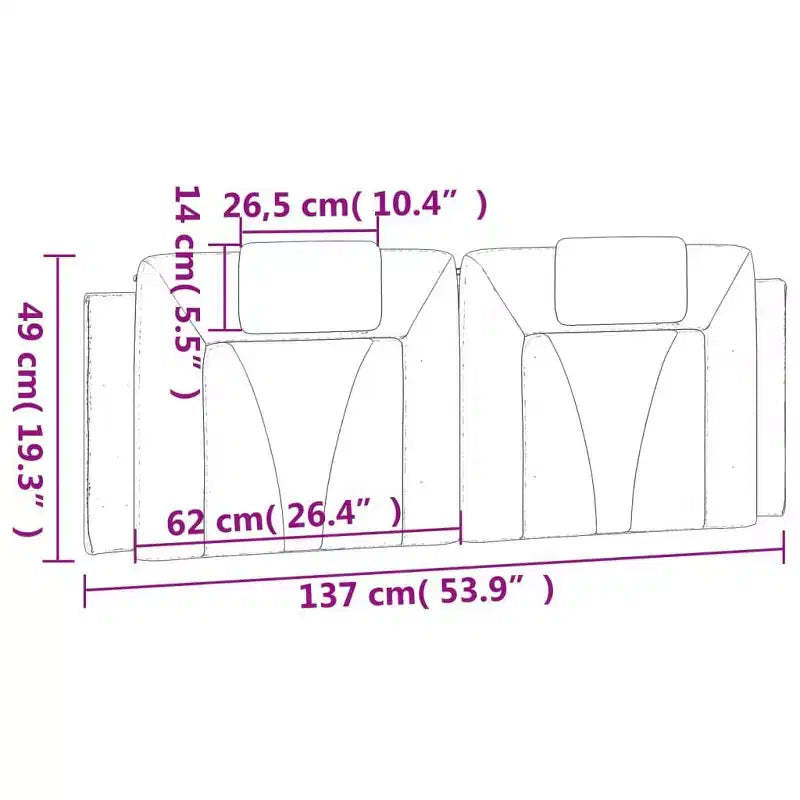 vidaXL Coussin de Tête de Lit Suspendu Rembourré Oreiller Dossier Chambre Similicuir