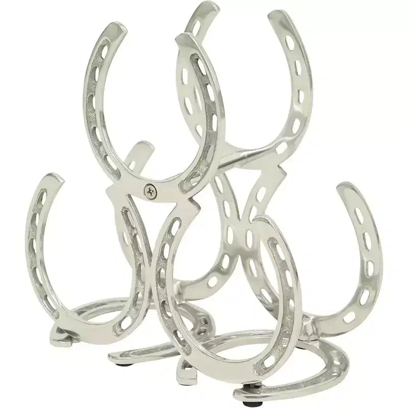 Huntley Horse Shoe 3 Bottle Wine Rack, Aluminum, Silver