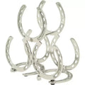 Huntley Horse Shoe 3 Bottle Wine Rack, Aluminum, Silver