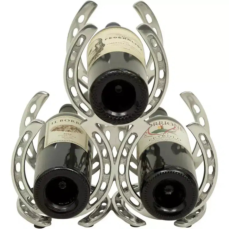 Support à vin 3 bouteilles Huntley Horse Shoe, aluminium, argent