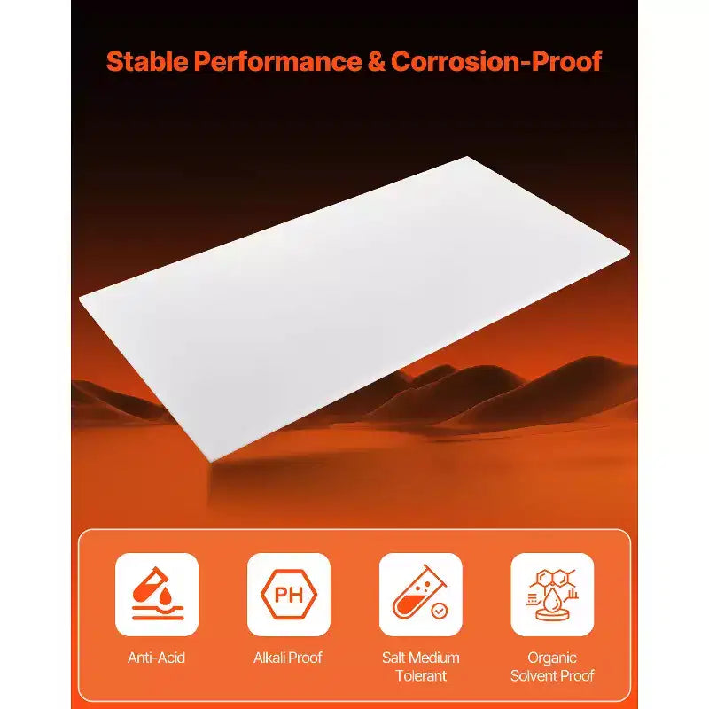 Panneau de feuille plastique VEVOR en PEHD, 1 pack de panneau en plastique de polyéthylène haute densité, 24 x 48 pouces, 1/2 pouce d'épaisseur, blanc