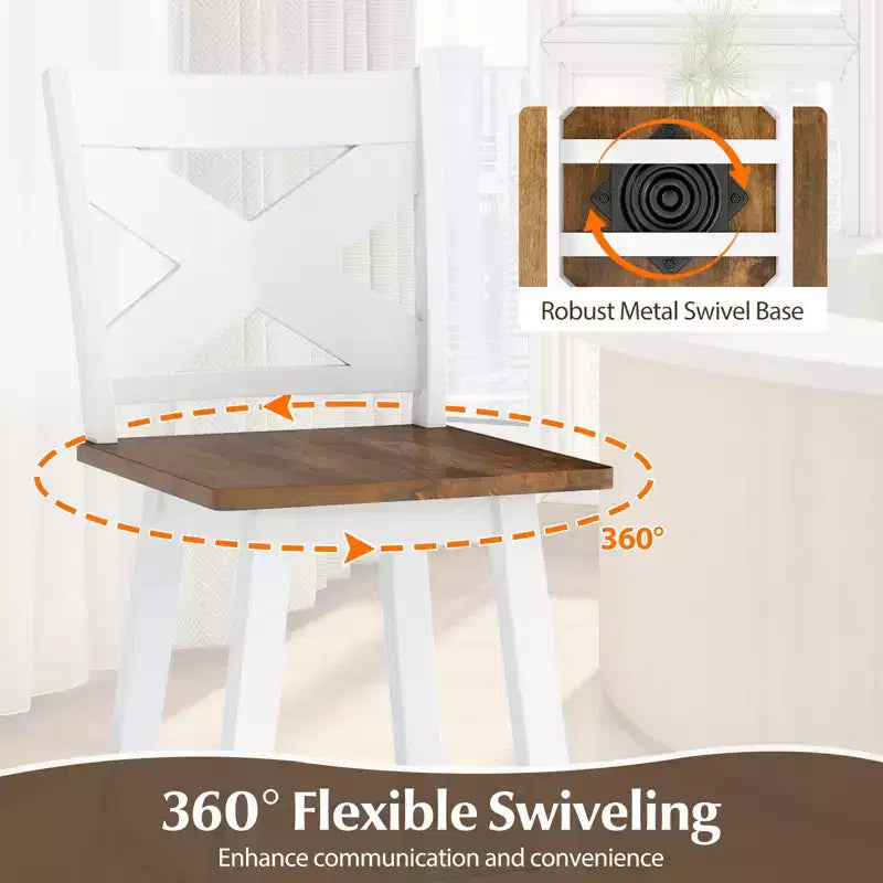 Lot de 2 tabourets de bar pivotants Costway 73,5 cm avec dossier, grand siège et repose-pieds pour îlot de cuisine