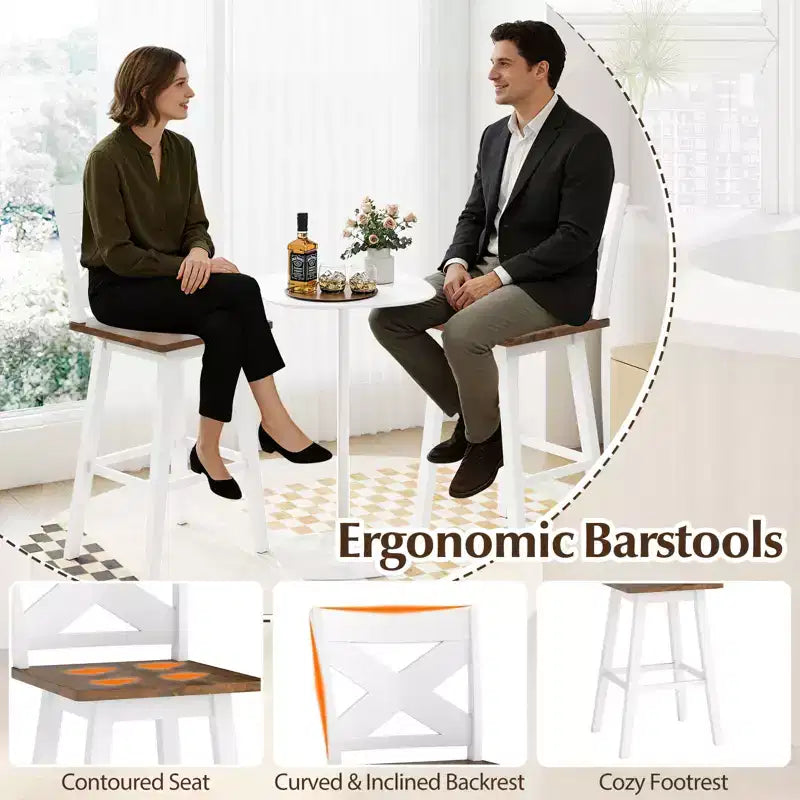Lot de 2 tabourets de bar pivotants Costway 73,5 cm avec dossier, grand siège et repose-pieds pour îlot de cuisine