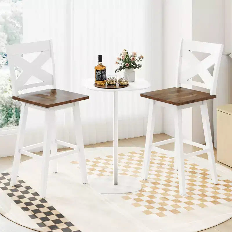Lot de 2 tabourets de bar pivotants Costway 73,5 cm avec dossier, grand siège et repose-pieds pour îlot de cuisine