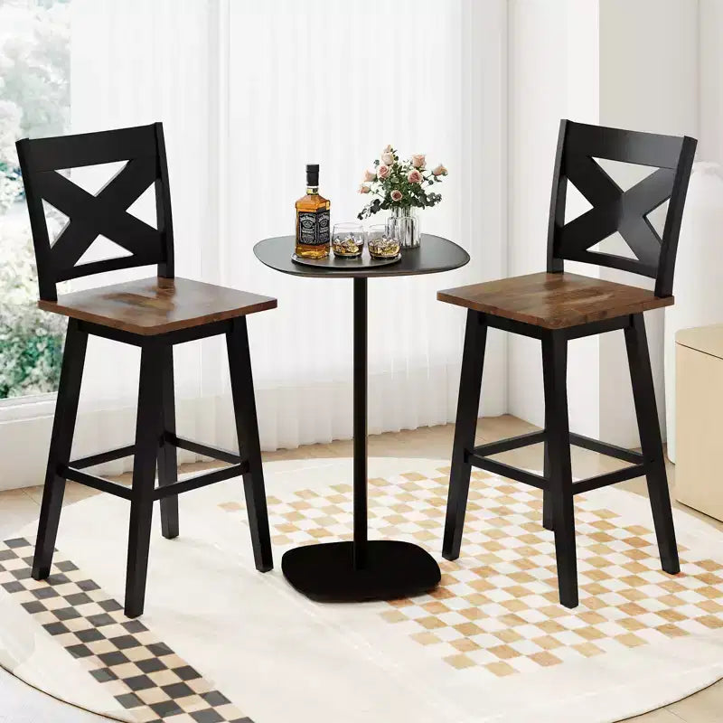 Lot de 2 tabourets de bar pivotants Costway 73,5 cm avec dossier, grand siège et repose-pieds pour îlot de cuisine