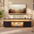 JVNOXK TV Stand for 60 Inch TV LED Gaming Entertainment Center Media Storage Console Table with Large Side Cabinet for Living Room( Black)