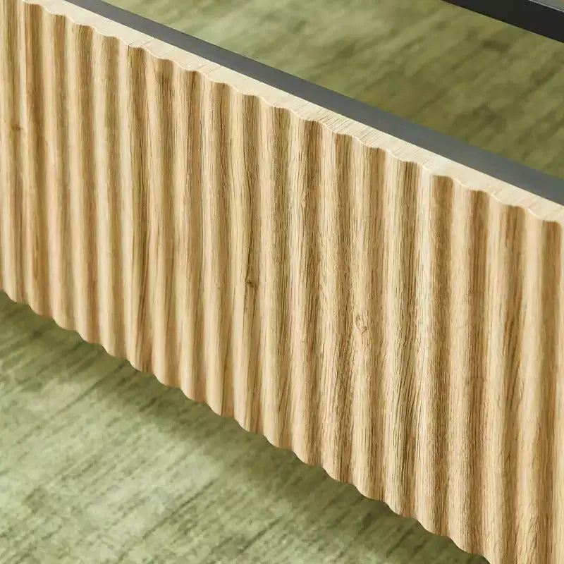 Cadre de lit plateforme en bois pour lits Double/Queen/King avec accents ondulés - ModernLuxe