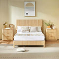 Full/Queen/King Size Wood Platform Bed Frame with Corrugated Accents - ModernLuxe
