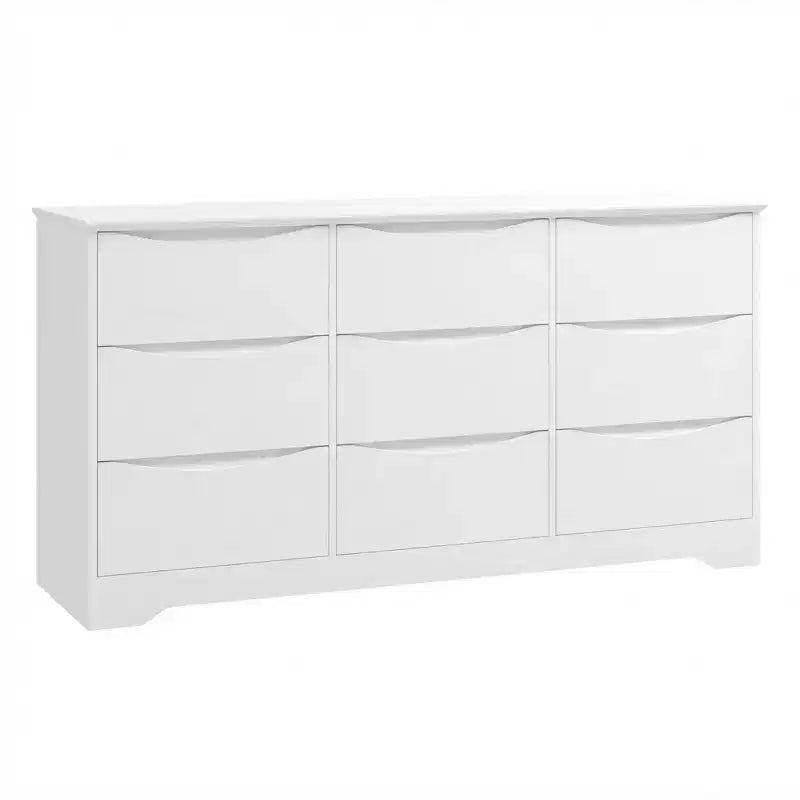 Commode à 9 tiroirs pour chambre à coucher, commode en bois de 150 cm de large avec plateau spacieux, grande commode, meuble TV, organisateur de rangement pour vêtements pour salon