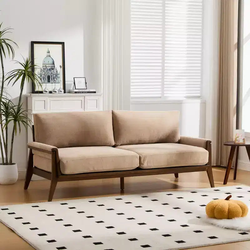 Christopher Knight Home Sneha Canapé moderne 3 places en velours et bois de 74 po