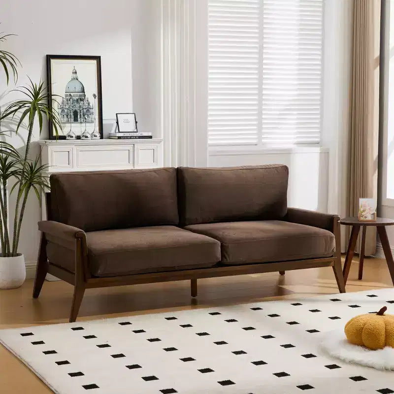 Christopher Knight Home Sneha Canapé moderne 3 places en velours et bois de 74 po