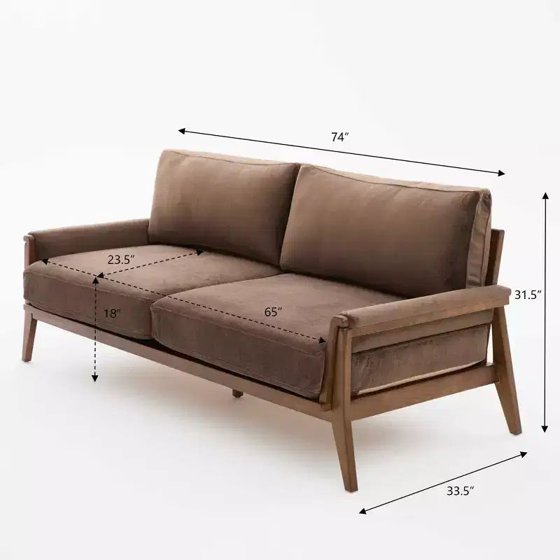 Christopher Knight Home Sneha Canapé moderne 3 places en velours et bois de 74 po