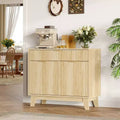 33 Sideboard Buffet Cabinet, Fluted Coffee Bar Cabinet with Gold Handles, Wooden Media Console Table, Accent Credenza for Living Room Kitchen Home